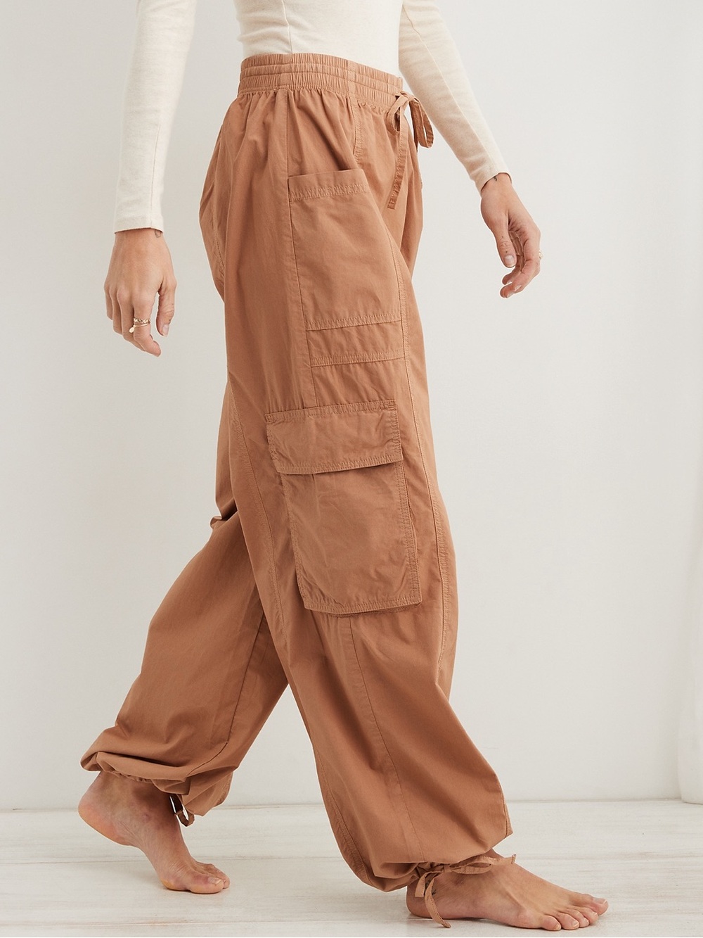Aerie Go For It Cargo Parachute Drawstring Pants - Pink - Picture 5 of 6